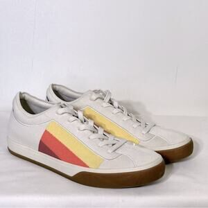 Rothy's The Lace Up Sneaker Candy Corn Stripe Cream Shoes with Bag Size 9 EUC
